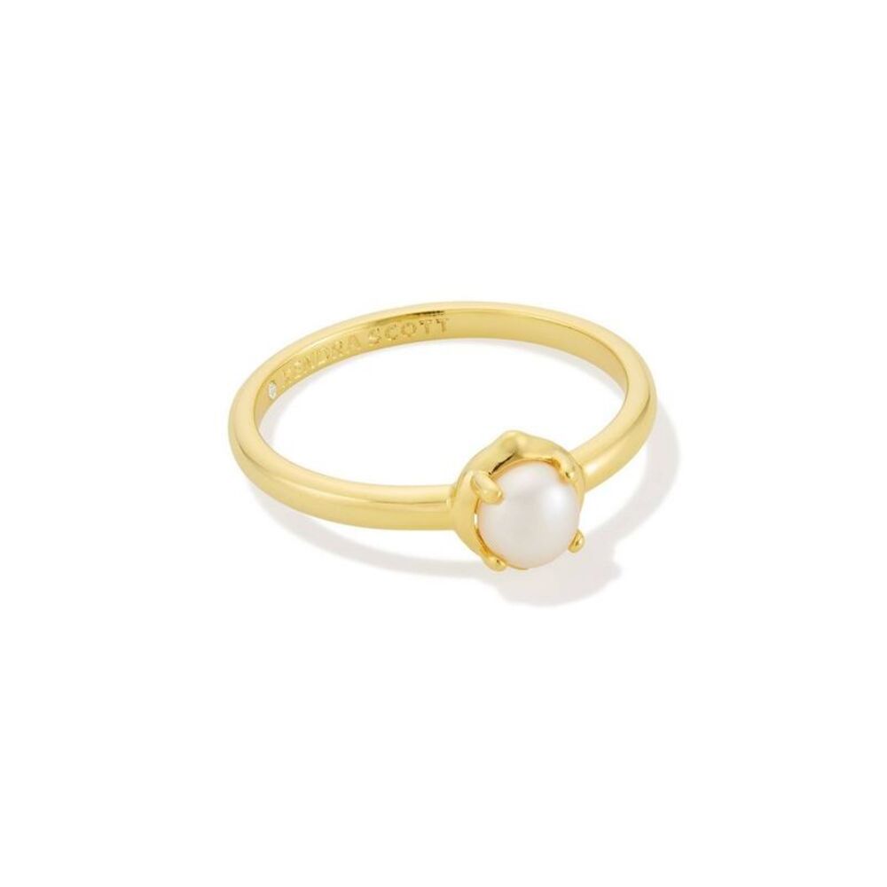 Kendra Scott -  Henley Pearl Band Ring - Pearl/Gold S Pearl/Gold